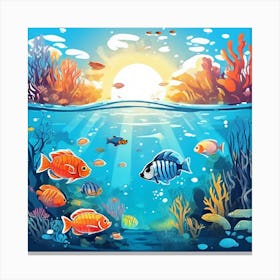 Underwater Serenity Calming Underwater Scenes With Schools Of Fish Coral Reefs And Sunrays Filter 929751809 (2) Canvas Print