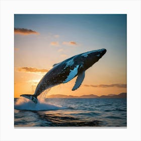 Humpback Whale Leaping Out Of The Water 7 Canvas Print