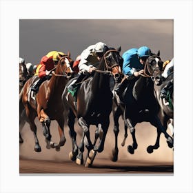 Jockeys Racing Horses 12 Canvas Print