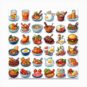 Pixel Food Icons Set 1 Canvas Print