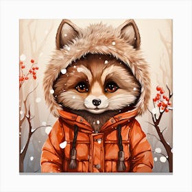 Christmas Raccoon Canvas Print