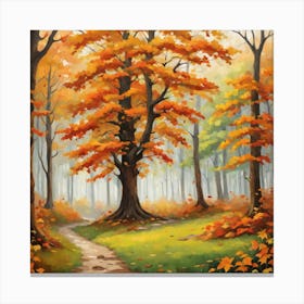 Forest In Autumn In Minimalist Style Square Composition 292 Canvas Print