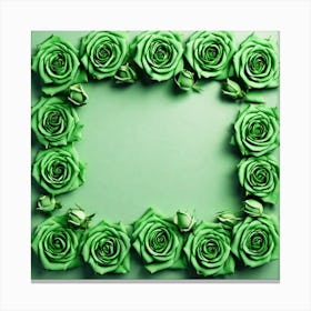 Green Roses Frame 12 Canvas Print