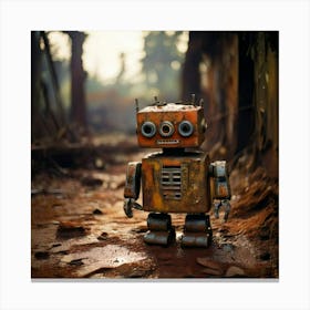 Firefly Abandoned, Toy Robot, Rusty, Post Apocalyptic, Dusty, Wasteland, Heavily Rusted, Cracked Pai (3) Canvas Print