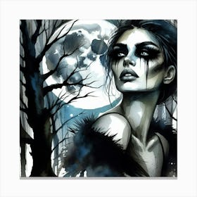 Spooky Girl In The Woods Canvas Print