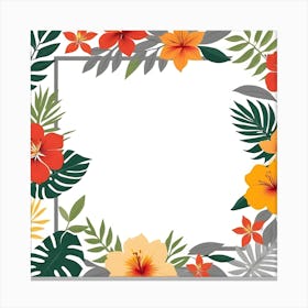Frame With Tropical Flowers 3 Canvas Print