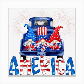 Hot Trend American Gnome Gnomes Merica Truck 4th Of July Canvas Print