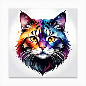 Colorful Cat Head 3 Canvas Print