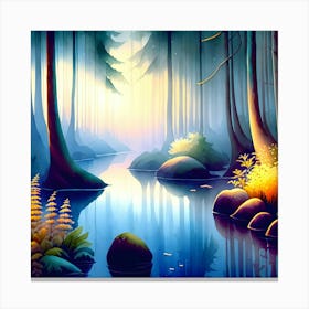 Forest At Night 2 Canvas Print