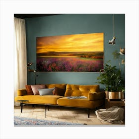 Sunset In A Field Canvas Print