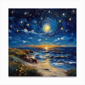 Van Gogh Inspired Starry Night Painting Canvas Print