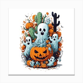 Ghosts And Pumpkins Canvas Print