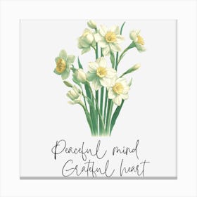 Narcissus Peaceful Mind Grateful Heart Canvas Print