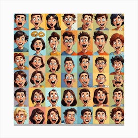 Cartoon Faces Canvas Print