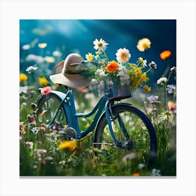 Bicycle In The Meadow Canvas Print