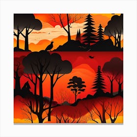Sunset In The Forest 2 Canvas Print