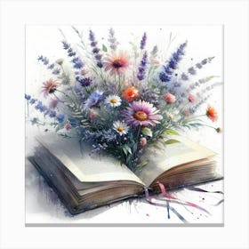 Open Book With Flowers 3 Canvas Print