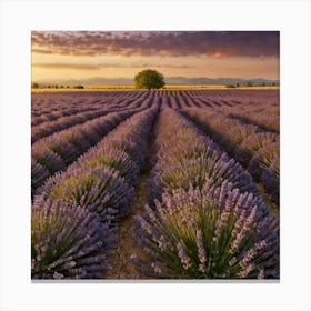 Lavender Field At Sunset 1 Canvas Print