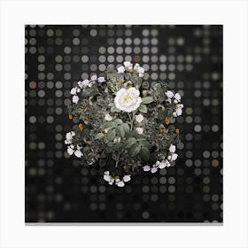 Vintage White Rose Flower Wreath on Dot Bokeh Pattern n.0263 Canvas Print