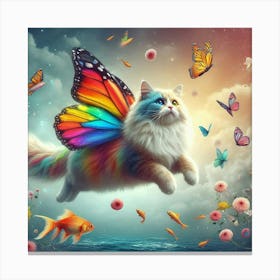 Cat Between Reality And Fantasy Canvas Print