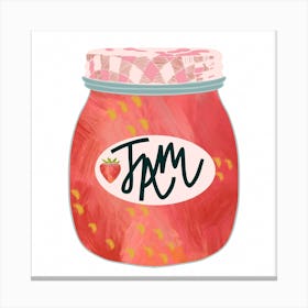 Vintage Strawberry Jam Jar  Square Canvas Print