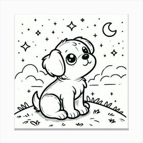 Line Art dog Canvas Print