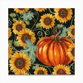 Sunflowers And pumpkin Canvas Print