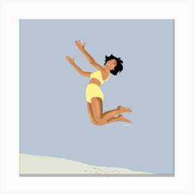 Girl Jumping In The Air, Retro Beach vibes Canvas Print