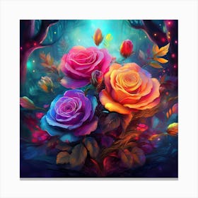 Roses In The Forest 1 Canvas Print