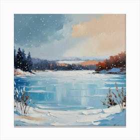 Frozen,Snowy Winter Lake Canvas Print