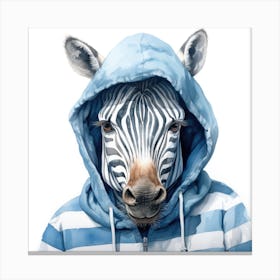 Watercolour Cartoon Zebra In A Hoodie Canvas Print