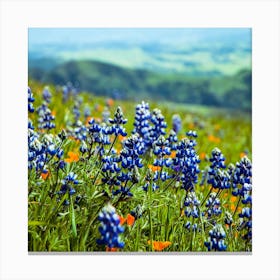 Lupine Mountain Background Square Canvas Print