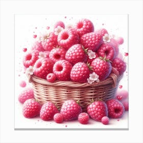 A basket of Raspberries 3 Canvas Print