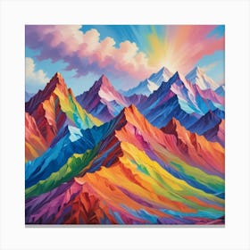 Rainbow Color Mountains Art Print 3 Canvas Print