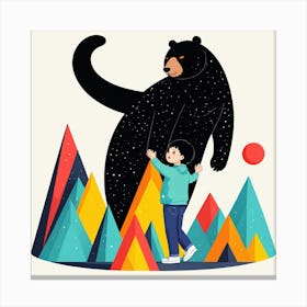 Boy And A Bear 1 Canvas Print