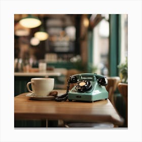 Vintage Telephone In A Cafe Canvas Print