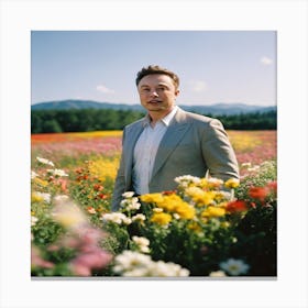 Elon Musk In A Field Of Flowers Canvas Print