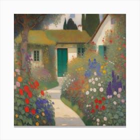 Vintage Cottage Garden Path Canvas Print