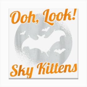 Oh Look Sky Kittens Happy Halloween Horror Night Bat Fly Canvas Print