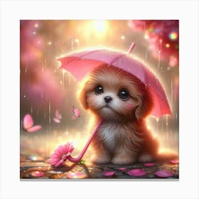 Puppy In The Rain 2 Canvas Print