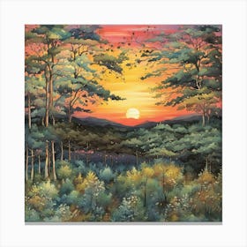 Sunset In The Woods 7 Canvas Print