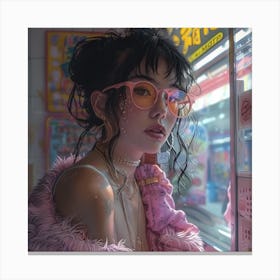 Asian Girl In Pink Canvas Print