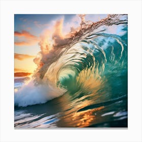 Sunset Ocean Wave Canvas Print