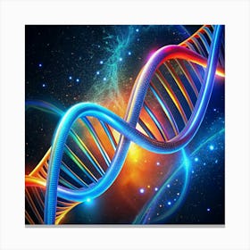 Colorful Dna Double Helix In Space Canvas Print