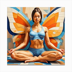 Butterfly Pose Cubism Style Canvas Print