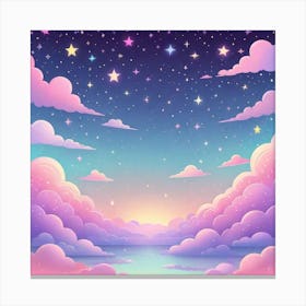 Sky With Twinkling Stars In Pastel Colors Square Composition 296 Canvas Print