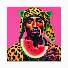 Tupac watermelon bite Canvas Print