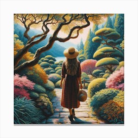 Girl In A Garden Painting Canvas Print