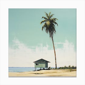 Palm Tree On The Beach Canvas Print