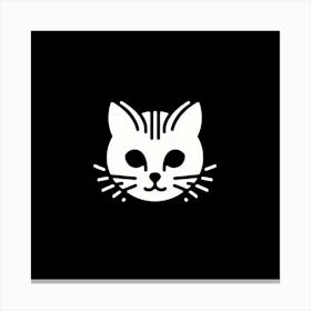 Cat Face On Black Background Canvas Print